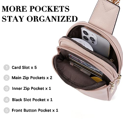 BOSTANTEN Small Sling Bag Crossbody Bags for Women Trendy Crossbody Purse Leather Chest Bag - color: A-pink