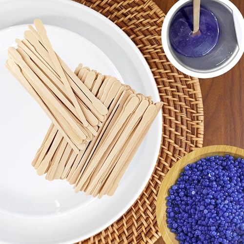 100 Pcs Wax Sticks, Wooden Waxing Sticks, Wax Strips, Eyebrow Wax Sticks, Small Waxing Applicator Sticks for Hair Removal, Facial, Smooth Skin (100 Pack)