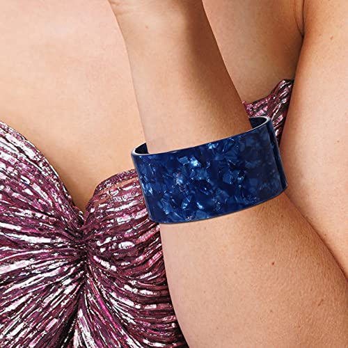 FAERLIIRY Cuff Bracelet for Women Acrylic Resin Bracelets Statement Bangle Bracelet Adjustable Bracelet Wide Chunky Bracelets for Women - color: Blue