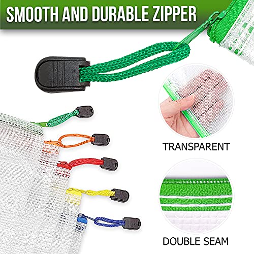10 Pack Mesh Zipper Pouch Bags 10x14 inch - Plastic Zipper Pouches for Organizing - Document Bags With Zippers - Letter Size Zippered Pouch - Document Pouches With Zippers - size: 10 Pack 10x14