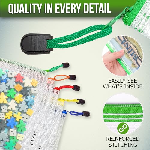 10 Pack Mesh Zipper Pouch Bags A3-12x18 - Plastic Zipper Pouches for Organizing - Board Game Organizers - Large Zippered Pouch Bag - Mesh Pouches with Zippered - Board Game Bags - Puzzle Storage - size: 10 Pack A3