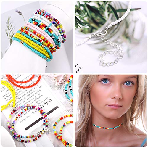 Hicarer 16 Pcs Beaded Choker Necklace Boho Women Summer Beach Colorful Jewelry Bead Seed Beads Choker for Women - style: Bead,Beaded,Beads,Bohemian,Classic
