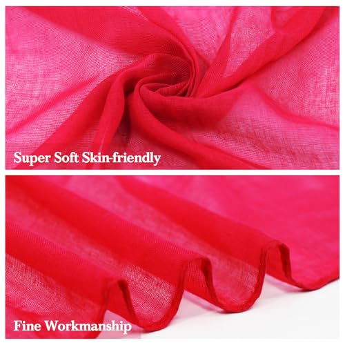 vimate Lightweight Scarf for Women Fashion Head Cover Hijab Cotton Voile Scarf Shawl Wrap for Spring Fall Winter Season - color: I1#.style 59-red