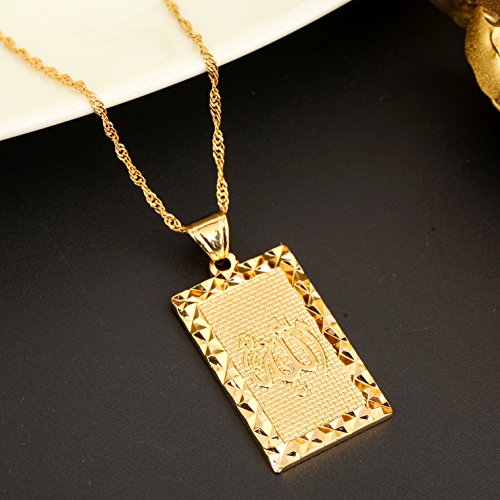 24K New Islamic Allah Pendant Charm Gold Pendant Necklace Religious Muslim Jewelry - style: Gold Plated