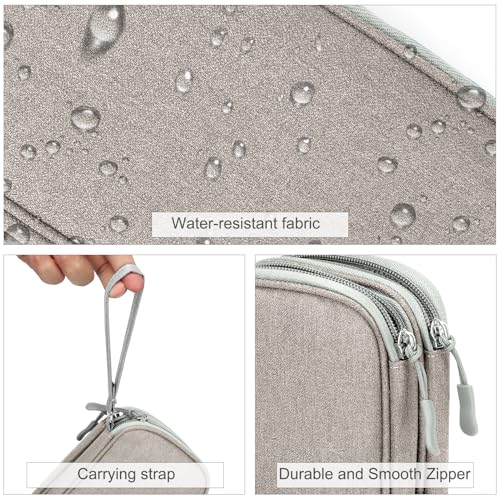 FYY Electronic Organizer, Travel Cable Organizer Bag Pouch Electronic Accessories Carry Case Portable Waterproof Double Layers All-in-One Storage Bag for Cable, Cord, Charger, Phone, Earphone Khaki - color: Khaki, style: Small