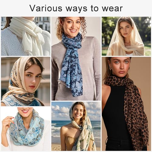 vimate Lightweight Scarf for Women Fashion Head Cover Hijab Cotton Voile Scarf Shawl Wrap for Spring Fall Winter Season - color: E1#.style 69