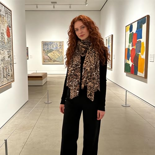 Womens Leopard Print Scarves - Fashion Cheetah Wrap Scarves Long Soft Lightweight Sunscreen Scarf for All Seasons - color: Leopard Print