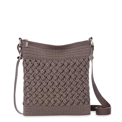 The Sak Lucia Crossbody Bag in Crochet, Convertible Purse with Adjustable Shoulder Strap - color: Mushroom Cozy Weave