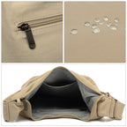 Coton Pose Women Hippie Crossbody Bag - Top Zip Large Capacity Canvas Sling Bag - Jacquard Cloth Handmade - color: Tan Beige