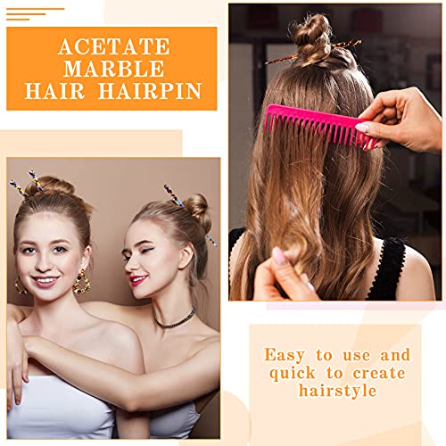 12 Pieces Acetate Hair Sticks Hair Chopsticks Tortoise Shell Leopard Print Shell Pins Vintage Chinese Chopstick Styling Accessories for Women, 6 Style(Vivid Pattern)