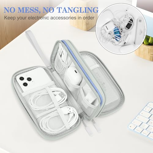 FYY Travel Cable Organizer Pouch Electronic Accessories Carry Case Portable Waterproof Double Layers All-in-One Storage Bag for Cord, Charger, Phone, Pattern Blue - color: Blue-Pattern, style: Small