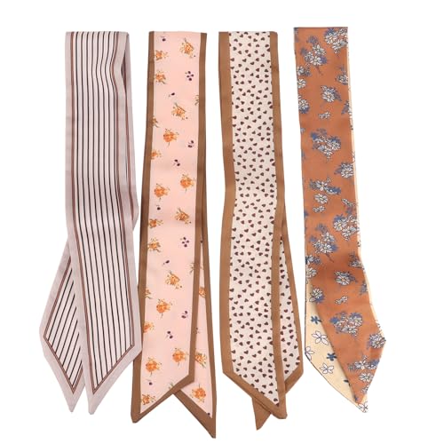 Cmonie 16Pcs Fashion Scarves for Women,Satin Head Scarf Silky Boho Scarves Scarf for Handbags Accessories (16Pcs-Mul-A)