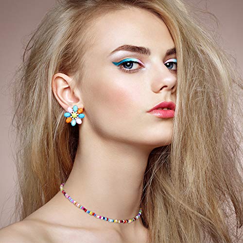 Hicarer 16 Pcs Beaded Choker Necklace Boho Women Summer Beach Colorful Jewelry Bead Seed Beads Choker for Women - style: Bead,Beaded,Beads,Bohemian,Classic