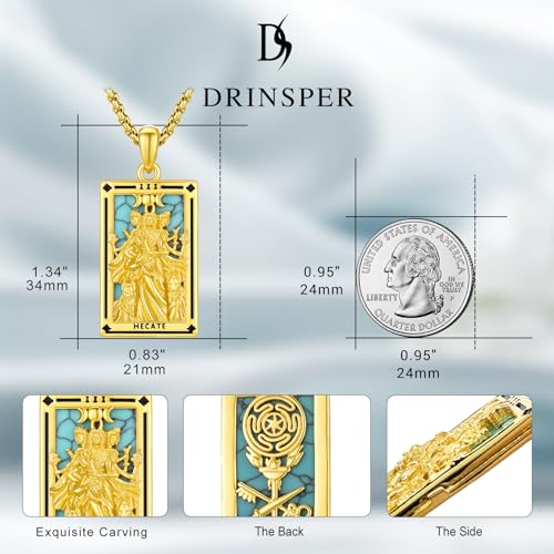 Hecate Tarot Card Necklace Triple Moon Hekate Goddess of Witches Pendant for Women Men 925 Sterling Silver 18k Gold Plated Hecate Ancient Greek Mythology Witchcraft Magic Amulet Jewelry Gift - style: Hecate Tarot Card Necklace-A