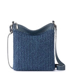 The Sak Lucia Crossbody Bag in Crochet, Convertible Purse with Adjustable Shoulder Strap - color: Denim Tonal Straw