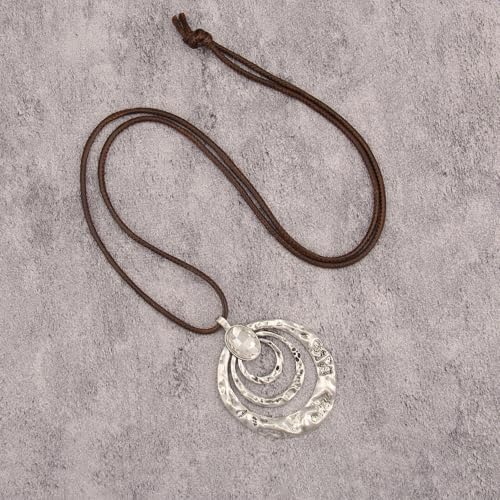 Boho Necklaces for Women Cord Necklace with Pendant Long Silver Necklace Vintage Sweater Necklace Hippie Jewelry for Women Girls Gifts - style: Chunky Long Necklaces