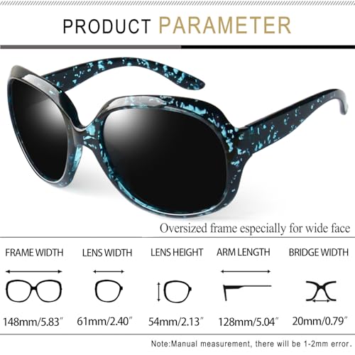 Joopin Oversized Sunglasses Womens Trendy Polarized Large Driving Sun Glasses Ladies UV Protective Big Sunnies Shades - color: B19-blue Leopard/Black
