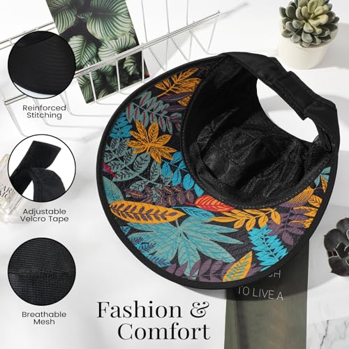 Sun Hats for Women, Wide Brim Beach Hats UV Protection, Packable Visor Ponytail Sunhat for Summer - color: Black