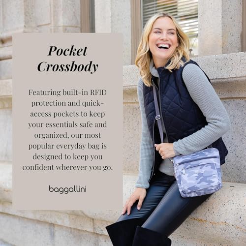 Baggallini Pocket Crossbody Bags for Women 8x8 Small Lightweight Durable Water-resistant Travel Purse W/Rfid - color: Pacific