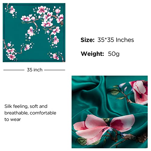 HBselect 4PCS Head Scarf for Women 35” Head Scarves Silk Like Satin Neck Scarfs Square Bandana Hair Wraps Scarf for Sleeping - color: Navy Blue, Blue, White, Pink