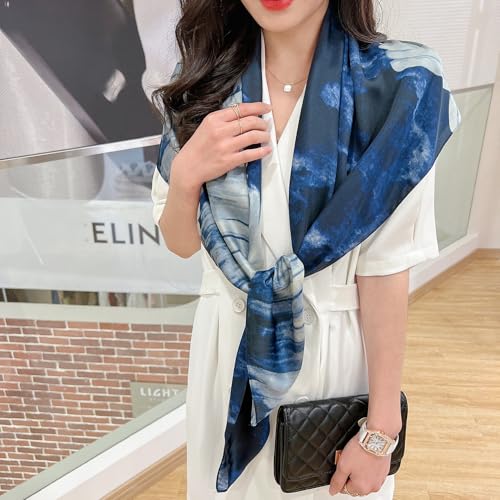 XL 43 Inch Extra Large Square Scarf Fashion Scarves Silk Feeling Hair Scarf Wrapping Scarfs Night Sleeping Headscarf - color: Ba1024