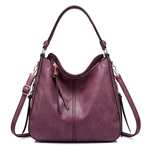 Realer Hobo Crossbody Bags for Women Designer Faux Leather Hobo Handbags Retro Large Size Shoulder Bag Bucket Purse - color: Wine-gold Hardware（15.2"）, size: Large-15.2 inch