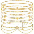 JenPen 8 Pcs Belly Chain Adjustable Waist Chain Summer Beach Bikini Waist Body Beads for Women Adults Multilayer - style: Elegant Style