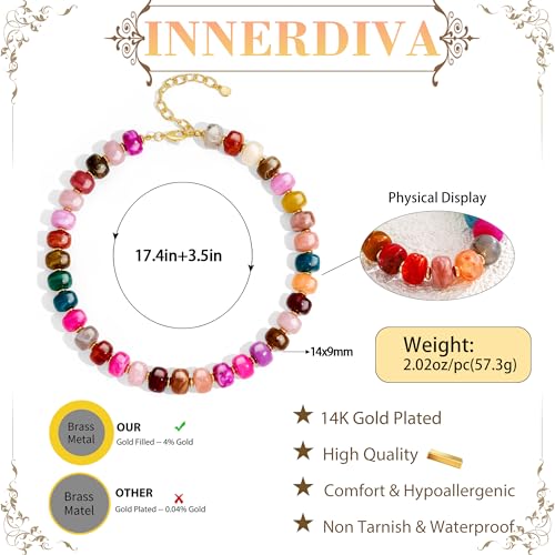 Summer Beach Jewelry Chunky Beaded Necklace for Women Trendy Statement Big Colorful Resin Bead Choker Necklaces Boho Charm Jewelry Cute Gifts for Love - color: Rainbow Colors