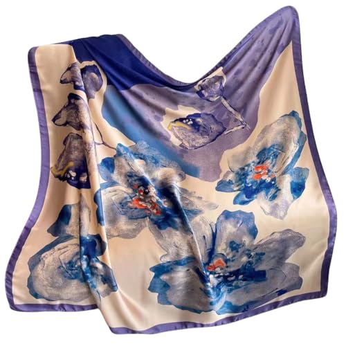 XL 43 Inch Extra Large Square Scarf Fashion Scarves Silk Feeling Hair Scarf Wrapping Scarfs Night Sleeping Headscarf - color: Ba1014