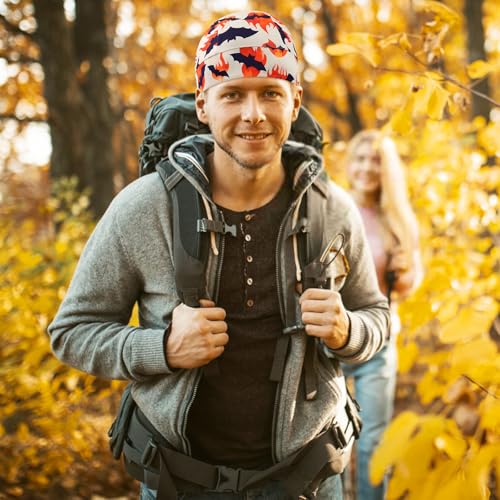 DOCILA 3 Pcs Do Rags for Men Skull Cap Bandana Hat Breathable Helmet Linner Beanie - color: Khakibluewhite