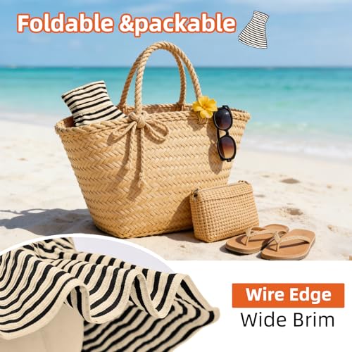 Sun Hat for Men Women UV Protection Wide Brim Fishing Hats Breathable UPF 50+ Boonie Bucket Hats Beach Safari Hiking Garden - color: Black/Beige