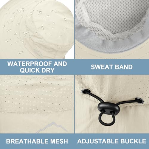 Sun Hat for Men Women with Neck Flap,UPF 50+ UV Protective Hiking Fishing Hats,Wide Brim Sun Hat for Women&Men - color: 1pack-style2-beigewhitewith Face Cover)