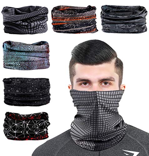 Toes Home 6PCS Outdoor Headband Elastic Seamless Bandana Neck Gaiter Scarf Sport Headwear Boho Series for Yoga Hiking - color: Gray Series
