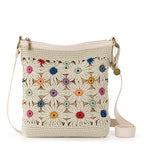The Sak Lucia Crossbody Bag in Crochet, Convertible Purse with Adjustable Shoulder Strap - color: Natural Multi Flower