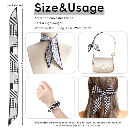 ZXZH 6 Pack Fashion Scarves for Women, Versatile Boho Head Scarf, Satin Scarf for Hair, Neck, Wrist, and Purse Accessories - color: Vintage Rust/Red