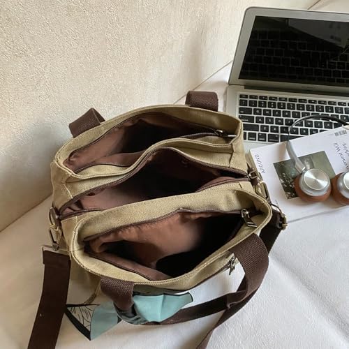 Canvas Hobo Bags for Women Casual Tote Bag Purses and Handbags Multi-Color Striped Crossbody Bags Ladies Top Handle Satchel - color: Wy31-army Green