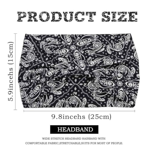 Acenail Wide Headbands Women Boho Turban Knotted Headband Floral Elastic Non Slip Hairband Workout Yoga Head Scarfs Bohemian Headwraps Fashion Hair Accessories for Women and Girls 4Pcs (Boho) - color: Boho