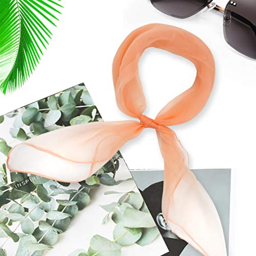 Fengek 9 Pcs Chiffon Scarf, 27.6 Inch Square Solid Color Bandana Handkerchief Ribbon Scarves for Women Girls - color: Multicolor 1