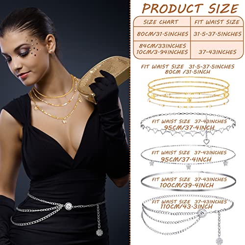 JenPen 8 Pcs Belly Chain Adjustable Waist Chain Summer Beach Bikini Waist Body Beads for Women Adults Multilayer - style: Stylish Style