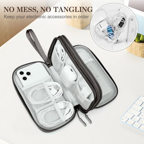 FYY Electronic Organizer, Travel Cable Organizer Bag Pouch Electronic Accessories Carry Case Portable Waterproof Double Layers All-in-One Storage Bag for Cable, Cord, Charger, Phone, Earphone Coffee - color: Coffee, style: Small