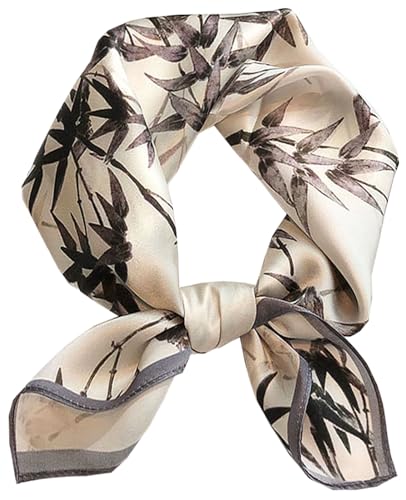 Dailyacc Hair Bandanas Scarf For Women Lightweight Fashion Neck Silk Satin Head Scarves For Sleeping Handbags Scarf - color: 10-plain Bamboo Leaves/27.5*27.5in