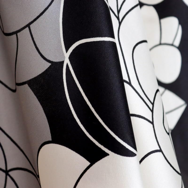 100% Pure Mulberry Silk Scarf 43”*43” Large Square Lightweight Headscarf Women’s Hair Wraps Shawls with Gift Packed - color: Black White Gray Roses