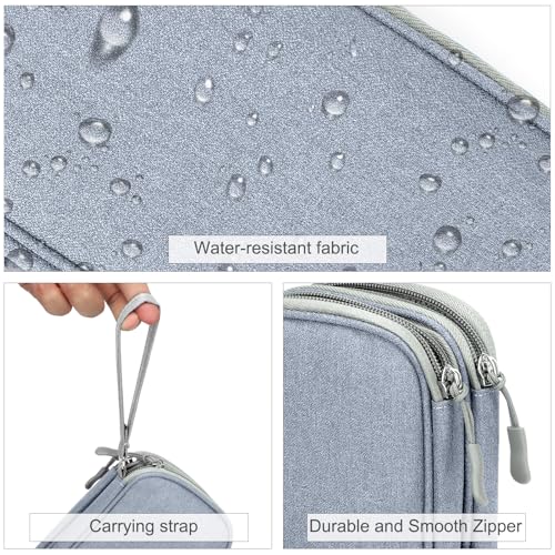 FYY Electronic Organizer, Travel Cable Organizer Bag Pouch Electronic Accessories Carry Case Portable Waterproof Double Layers All-in-One Storage Bag for Cable, Charger, Phone, Earphone Light Grey - color: Light Grey, style: Small