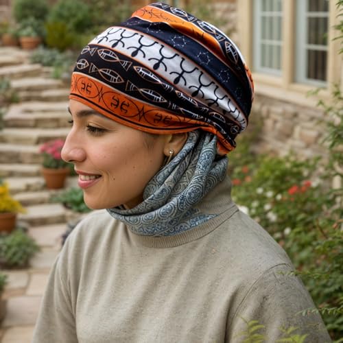 1 Pack Boho Headbands Stretch Paisley Print Bandana Headband Criss Cross Hair Bands Knotted Head Wrap Yoga Daily for Women and Girls (Orange Brown) - color: Orange Brown