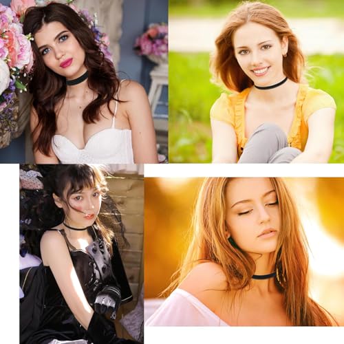 YEEQIN Black Choker Necklaces for Women Chokers Black Velvet Choker Necklaces Set Classic Gothic Tattoo Lace Choker - color: 6PCs Velvet Chocker Necklaces