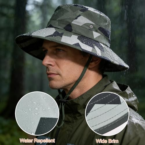 Sun Hat for Men Women UV Protection Wide Brim Fishing Hats Breathable UPF 50+ Boonie Bucket Hats Beach Safari Hiking Garden - color: 1 Pack Cp Deepgrey