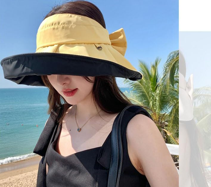 Sun Visor Hats for Women Wide Brim UPF 50+ Bucket Hats Summer Visor Caps Beach Hat Packable UV Protection Fishing Hiking Hat - color: Beige