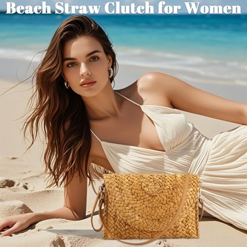 Summer Straw Shoulder Bag Straw Small Clutch Crossbody Bags for Women Boho Purse Handmade Envelope | Summer, Straw, Straw, Small, Boho, Handmade