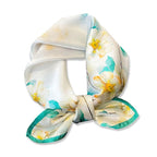 100% Mulberry Silk Neck Scarf - 21'' x 21'' Lightweight Neckerchief - Women Men Small Square Digital Printed Scarves - color: 133