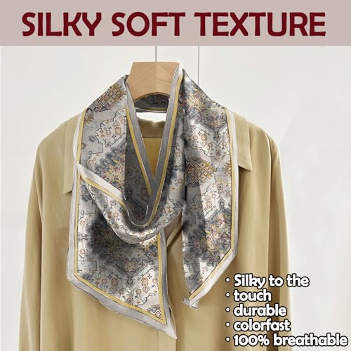 Hair Head Scarf Silk Feeling Long Satin Neck Satin Scarves for Handbag Cute Aesthetic Decoration Women Girls 59 * 6.7” - color: Y1-multicolour